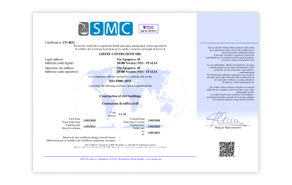 Certificazione ISO 45001 Salute e Sicurezza